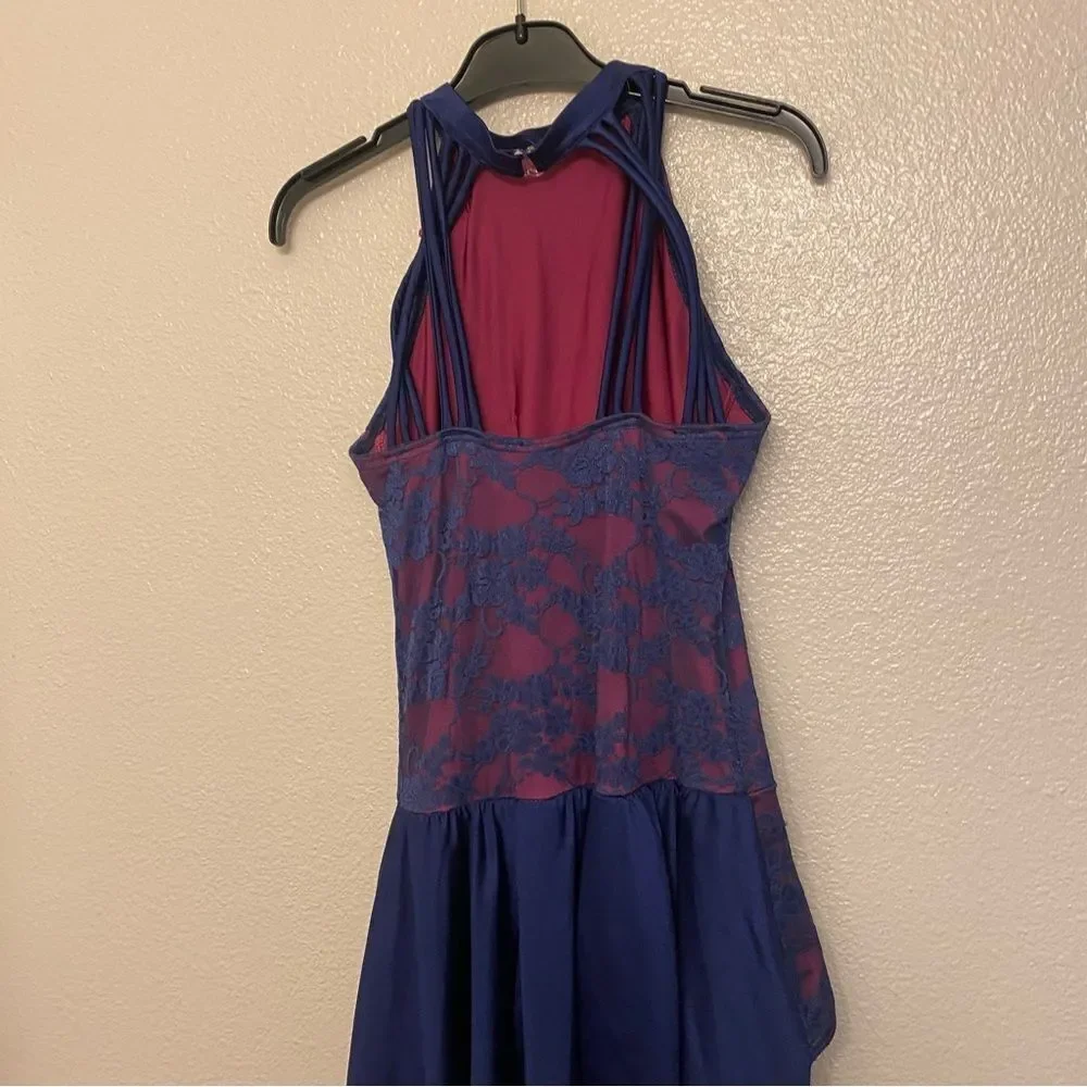 WEISSMAN Elite Dance Costume navy pink lace This Years Love 11227 MA adult